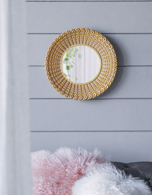 Gold Beaded Sunburst Mirror