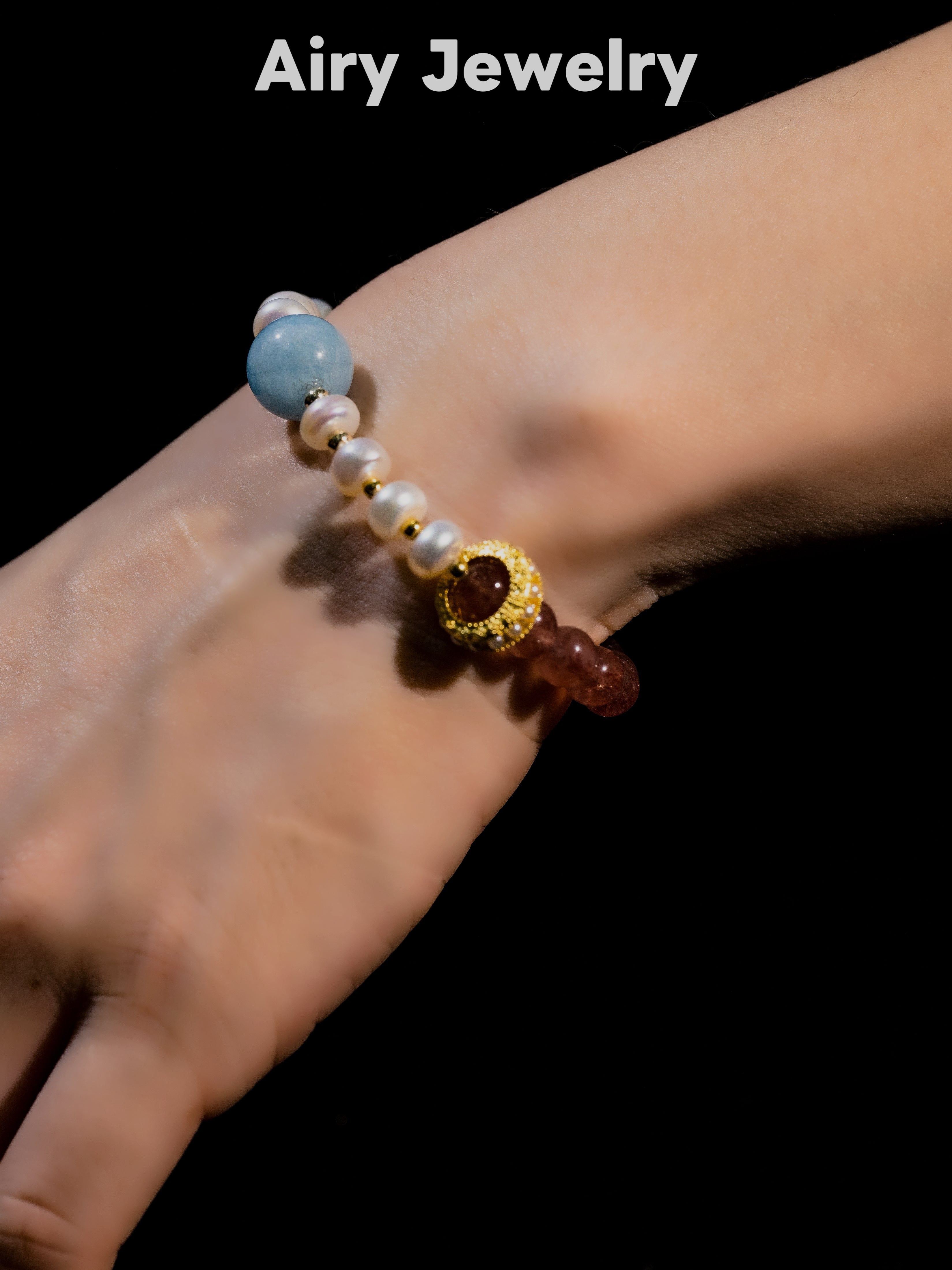 Strawberry Crystal Pearl Bracelet