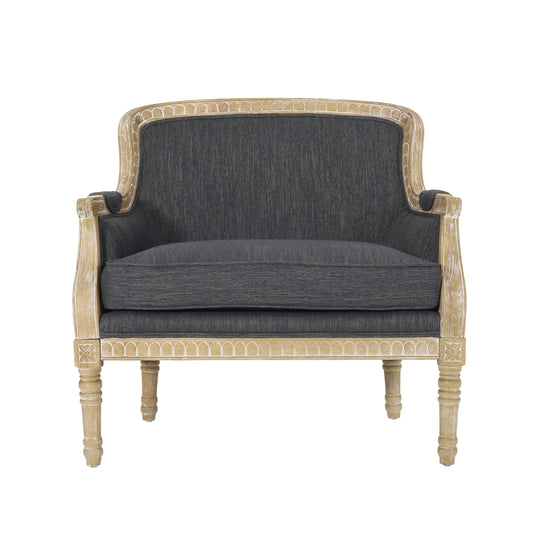 French Country Inspired Upholstered Club Chair Set, Single Sofa