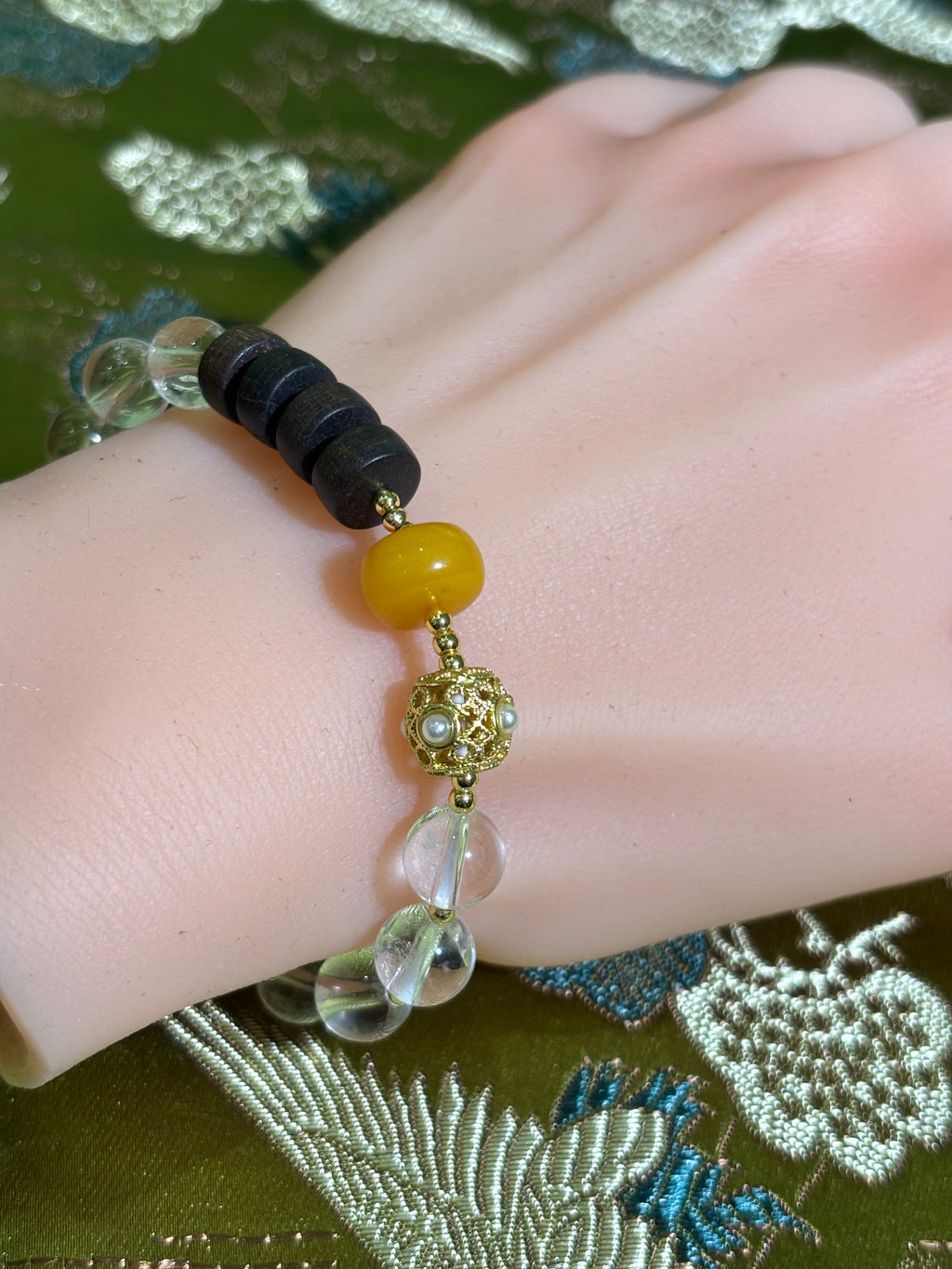 Natural white crystal amber original design bracelet