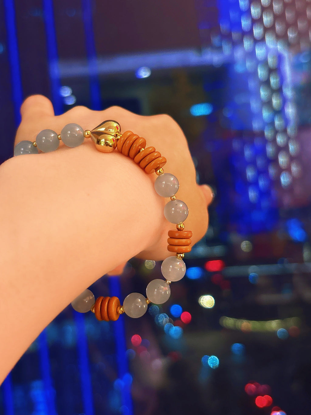 Natural Blue Chalcedony Fashion Bracelet