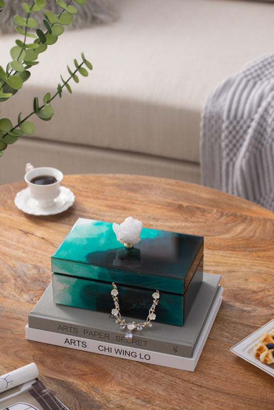 8.5" Bethany Aqua Jewelry Box