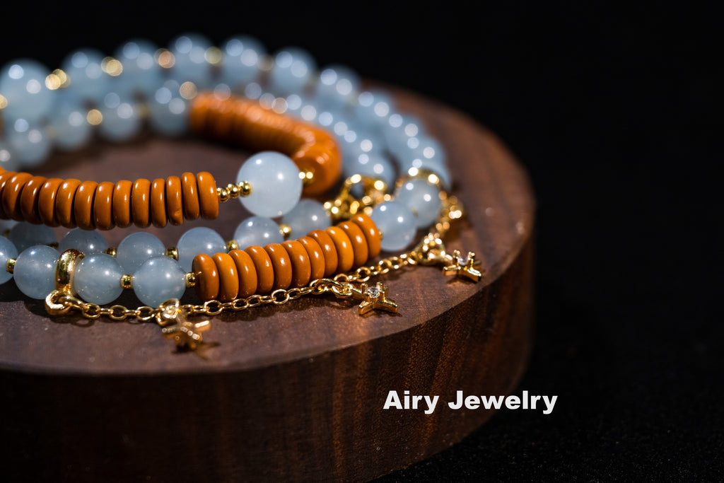 Natural Blue Chalcedony Fashion Necklace