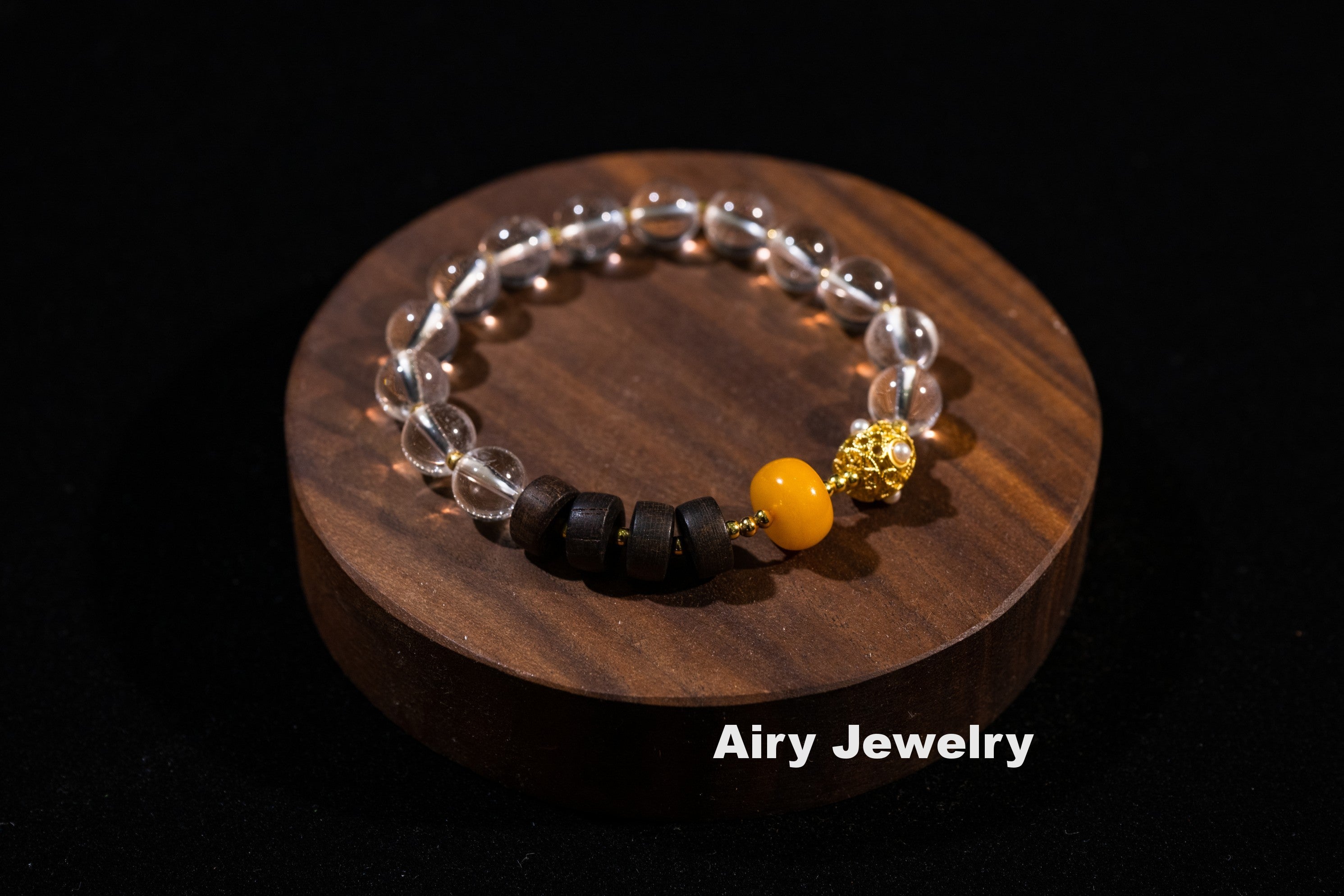 Natural white crystal amber original design bracelet