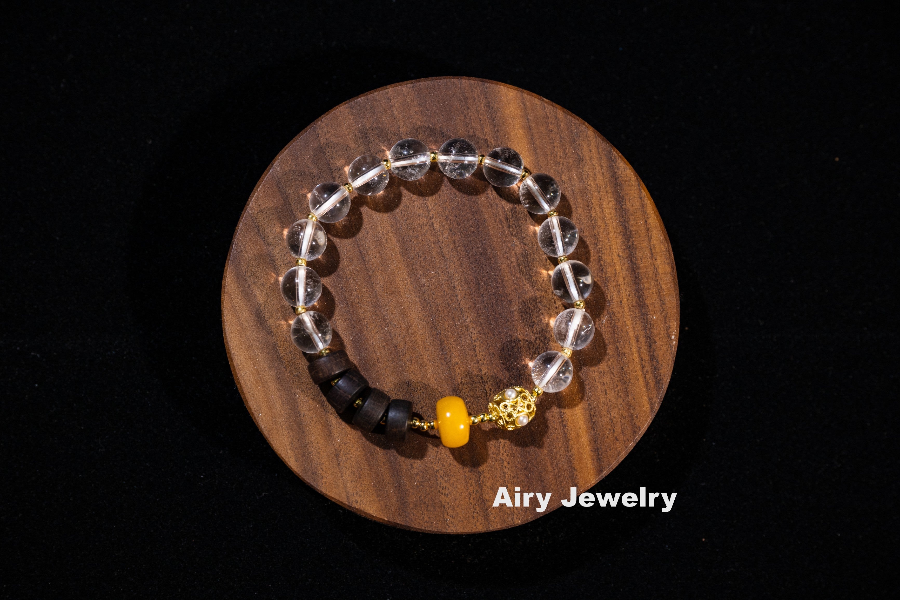 Natural white crystal amber original design bracelet