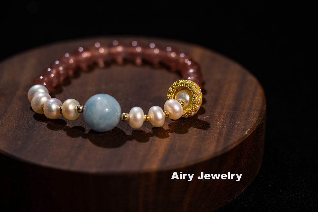 Strawberry Crystal Pearl Bracelet
