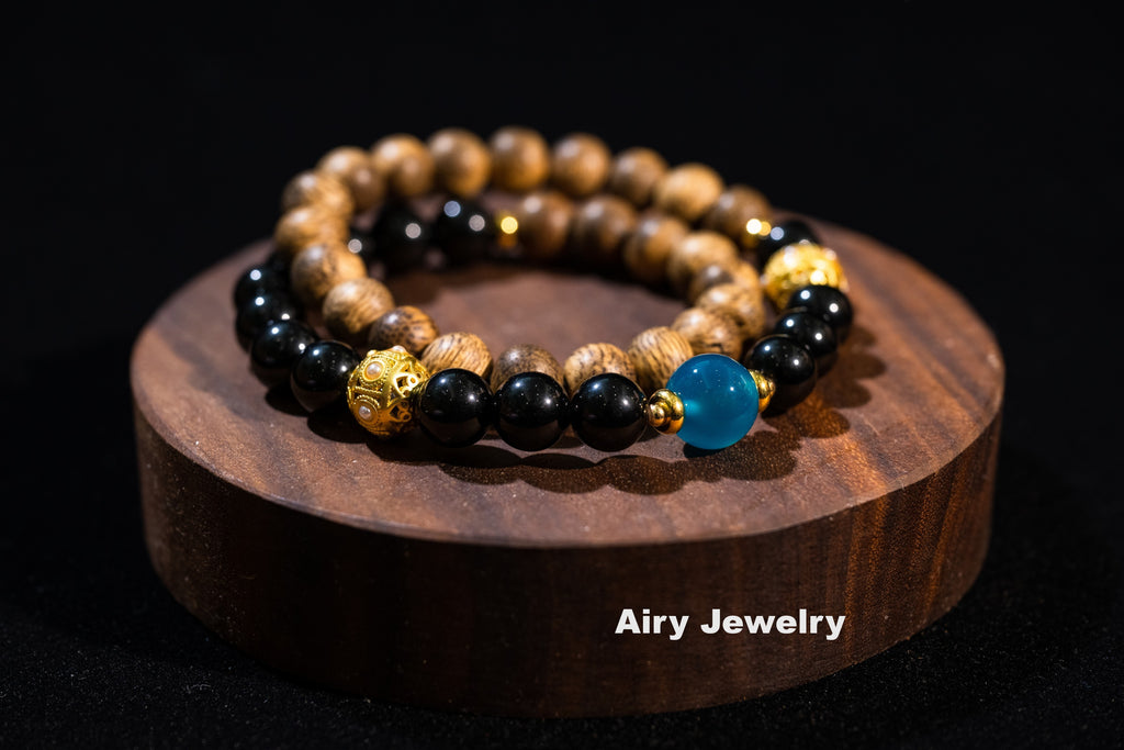 Natural agarwood agate bracelet