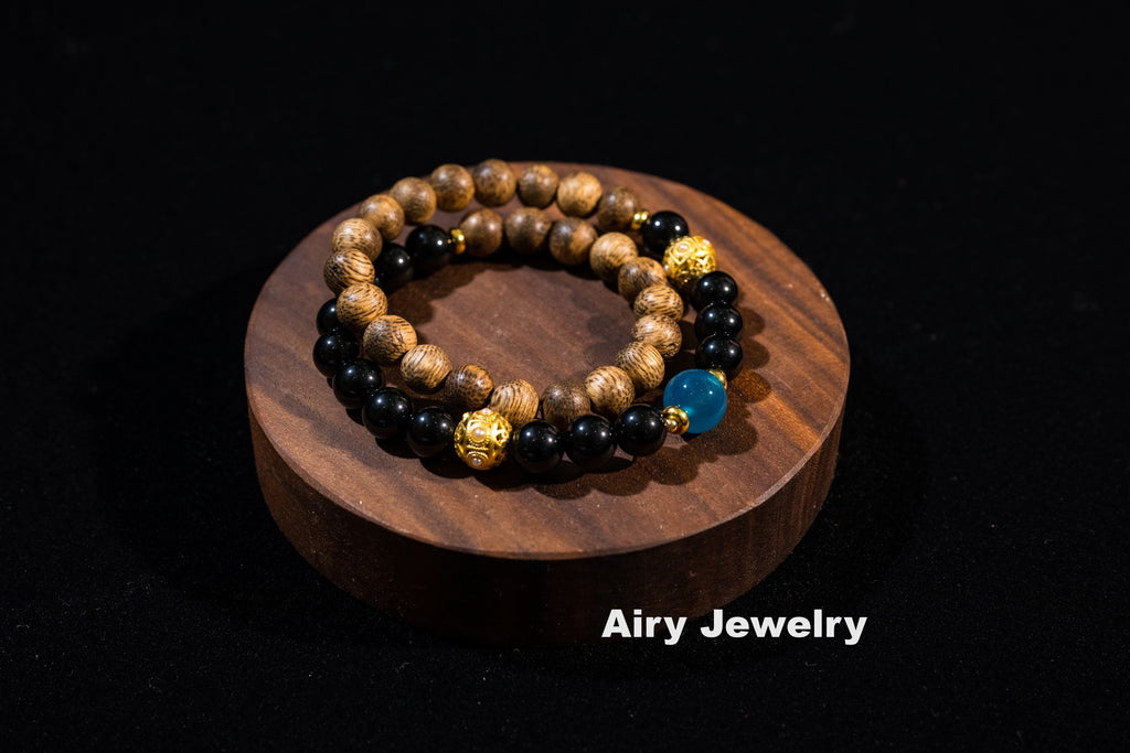 Natural agarwood agate bracelet