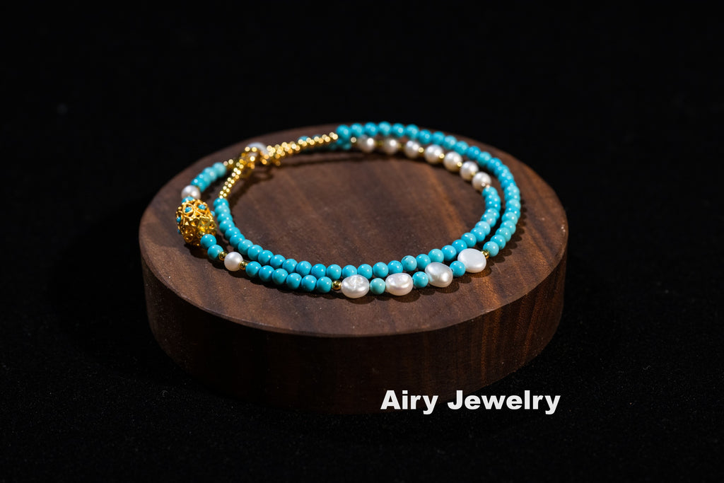 Natural magnesite pearl bracelet/necklace