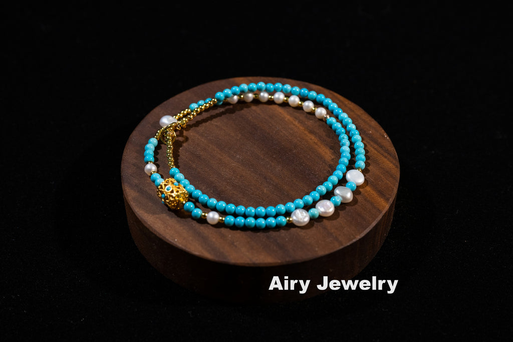 Natural magnesite pearl bracelet/necklace